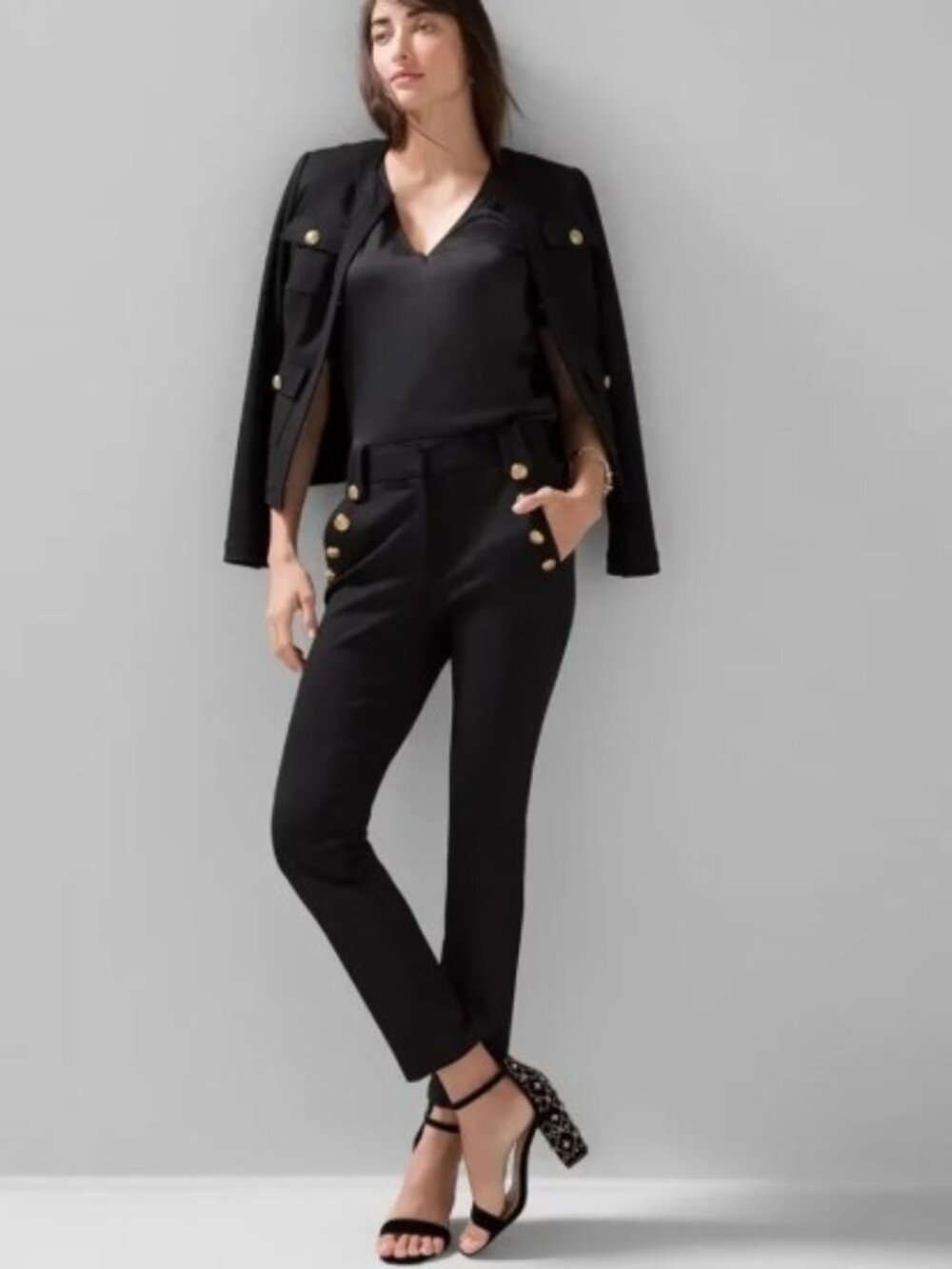 White House Black Market Black Jolie Straight Luxe Stretch Pant Size 12L